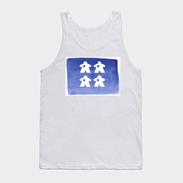 Watercolor Blue and White Meeple Loving Family | Game Night Art Tank Top by gloobella